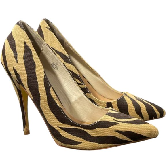 Boston Proper Zebra Print Fabric Upper Pumps Shoes - size 9.5 - Picture 6 of 16